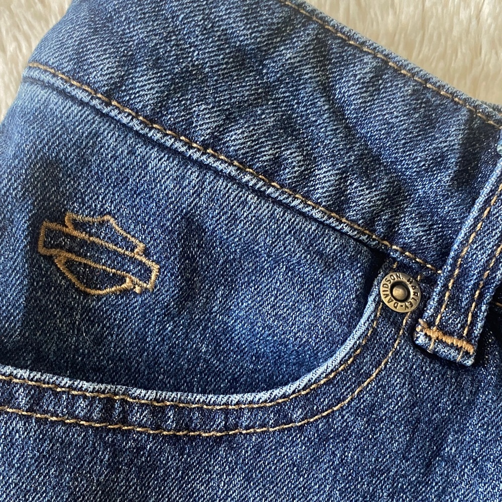 SZ 10 Harley Davidson Dark Blue Denim Women's Mini Shorts - Picture 4 of 8